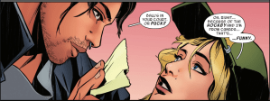 Spider-Gwen: The Ghost-Spider #6. Fabian LaMuerto gives Gwen Stacy his phone number. 